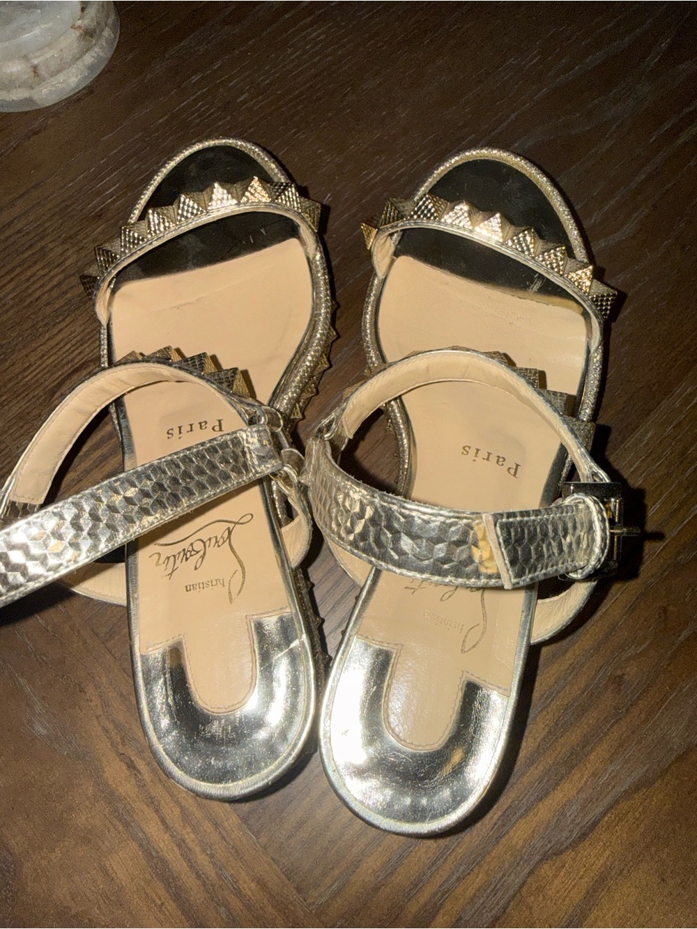 Christian Louboutin Metallic Gold Studded Platform Sandals